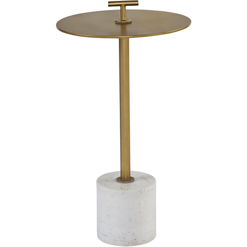 Sia 23.5 X 13 inch Brass / White End Table